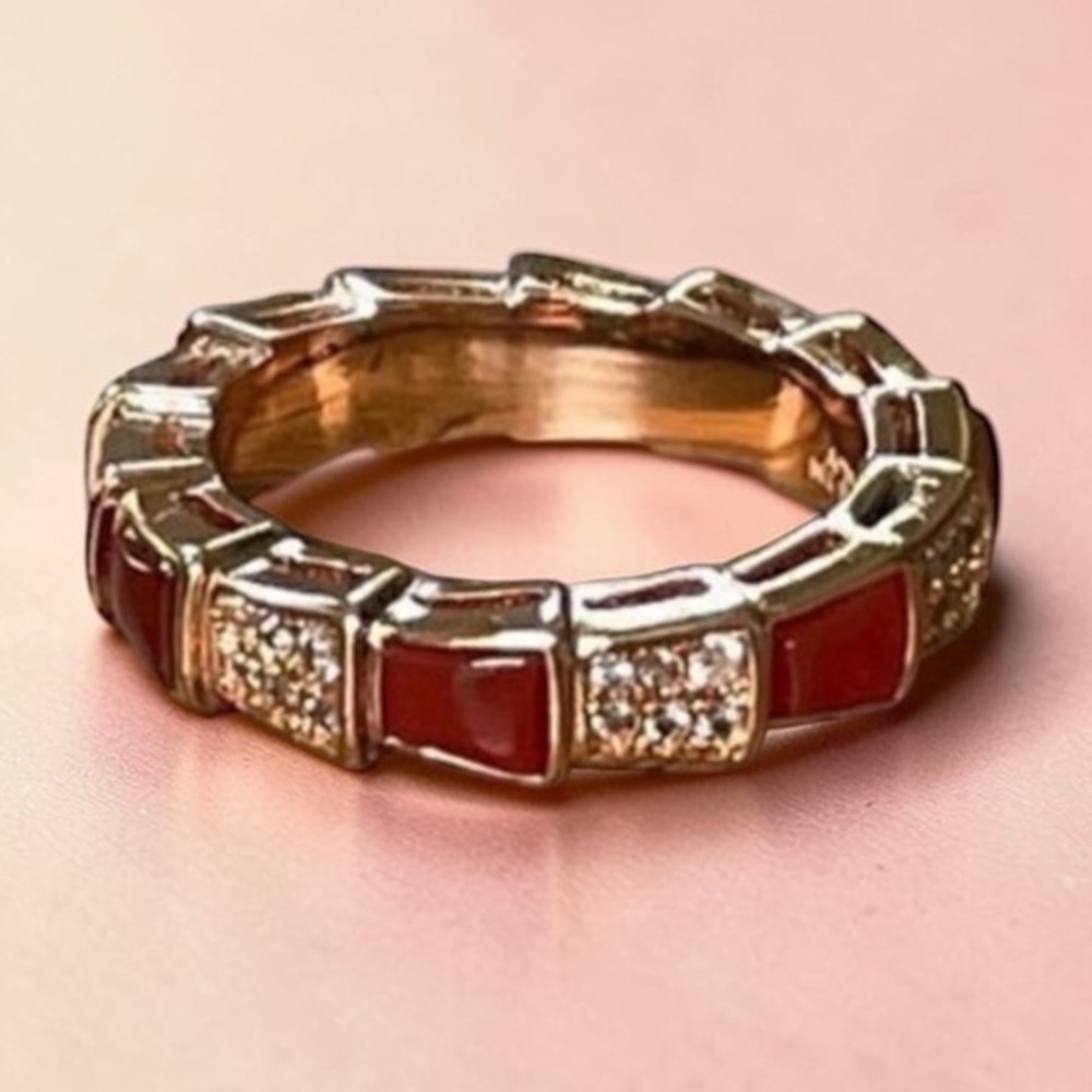 Snake bone BAND Ring 18K ROSE Gold Plated Sterling Silver
